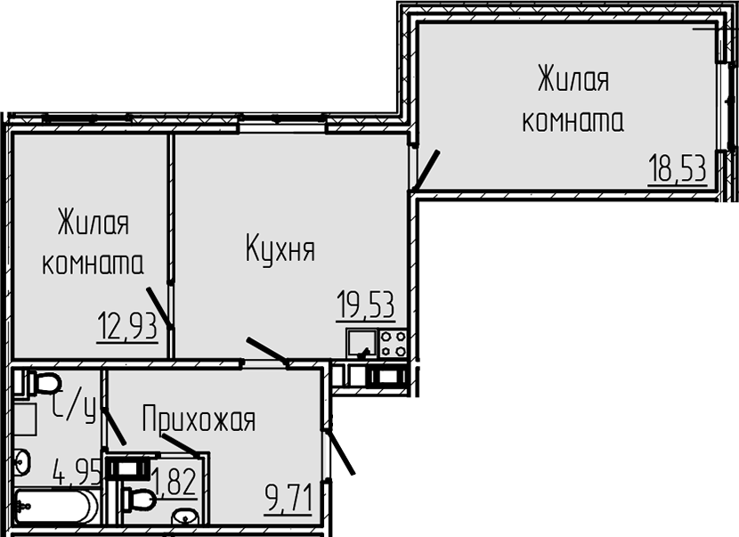 2-комнатная квартира 67.46 м², 2/8 эт., ЖК «SERTOLOVO PARK»